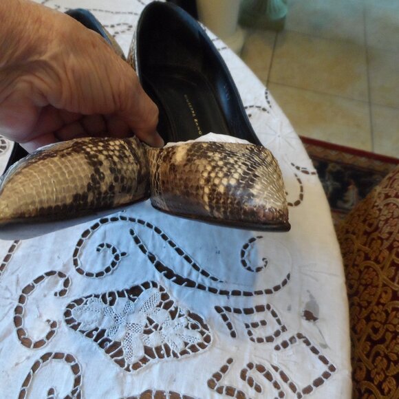 Giuseppe Zanotti Gray Leathe rSnake Skin Print Heeled Pumps Size 38B - Picture 5 of 16